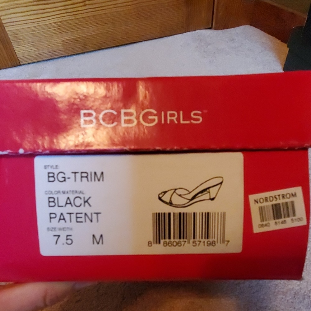 BCBGirls Black Patent Wedge Sandal - Picture 7 of 7